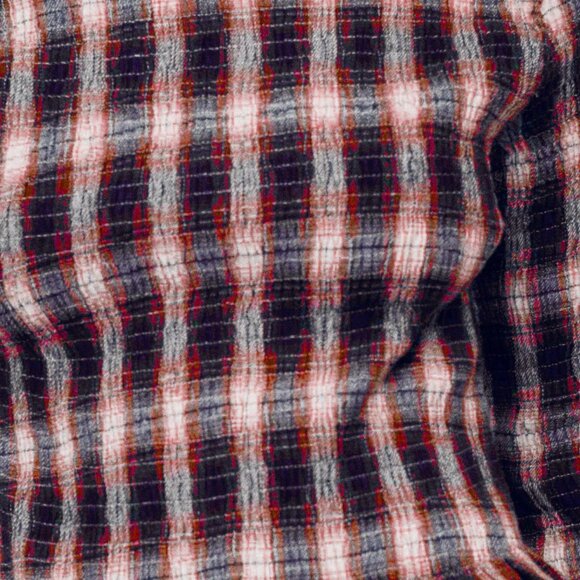 Red Casual Women's Plaid Corset Top with Mock Neckline and Ruffle Trim - Picture 7 of 8